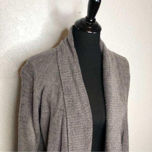 Barefoot Dreams CozyChic Lite taupe open front long cardigan size Medium - Picture 2 of 15